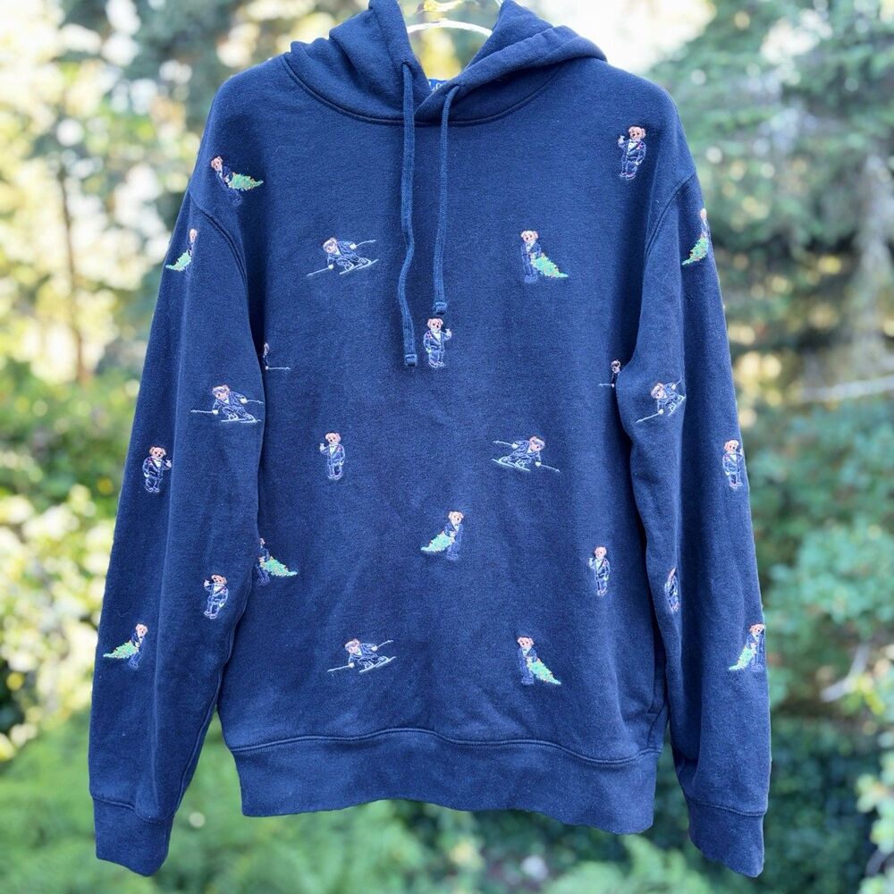 Polo Ralph Lauren Bear Sweatshirt Size Large Holiday All Over Print Christmas